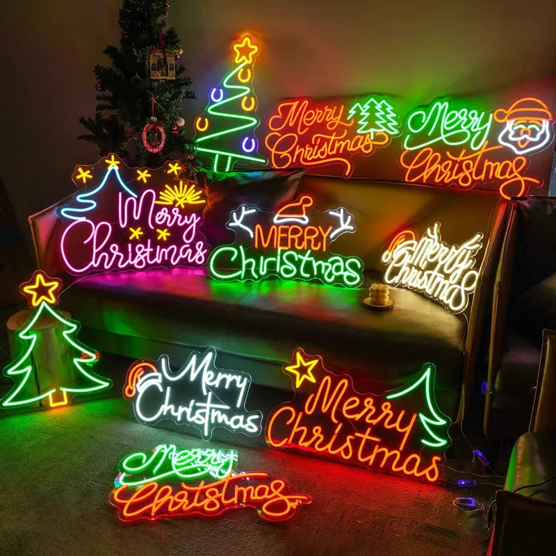 Merry Christmas Custom Neon Sign, Led Neon Sign, Christmas Eve Wall Decoration, Holiday Neon Light, Xmas Party Decor