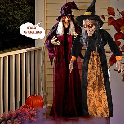 Halloween Decoration Witch Voice Control Props Ghost Festival Haunted House Bar Toy Horror Toy Electric Luminous Hanging Ghost 