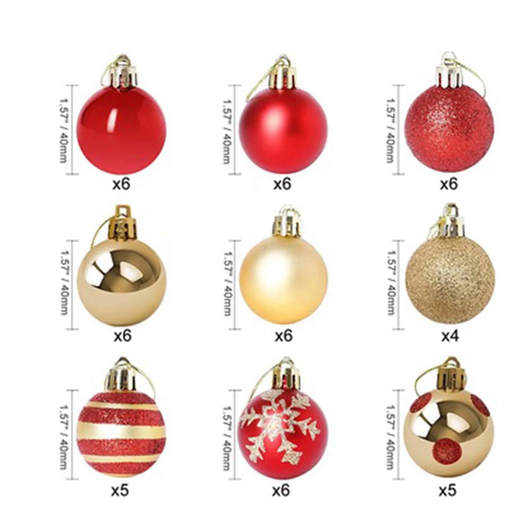 50Pcs Christmas Tree Decorations Balls Bauble Xmas Party Hanging Ball Ornaments Christmas for Home New Year Gift