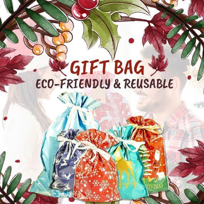 15 Pcs Navidad Gift Wrapping Drawstring Merry Christmas Santa Claus Gift Bag Large Size Cookies Candy Mistery Box Packaging Bag 