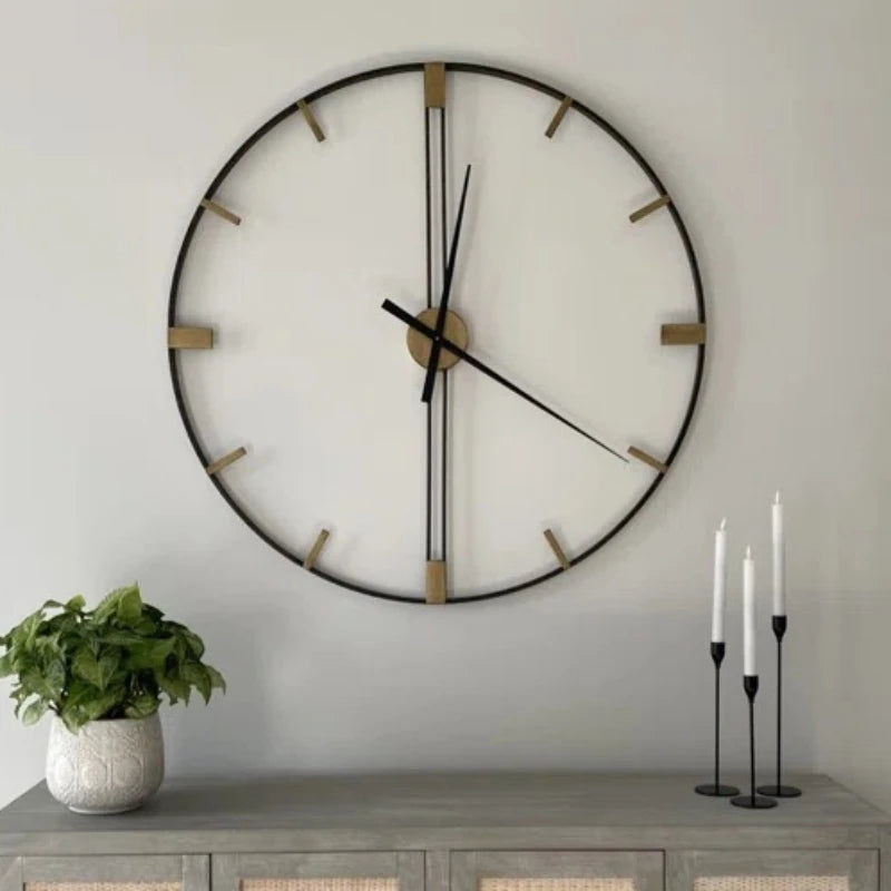 Large Luxury Silent Wall Clock - Modern Minimalist Metal Design, Nordic Creative Wall Watch, Home Decor for Living Room, Perfect Gift