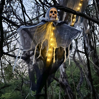 Halloween decoration Ghost with LED Light Glow Hanging Skull Ornaments for Indoor Outdoor Party Decoration Haunted House Props 