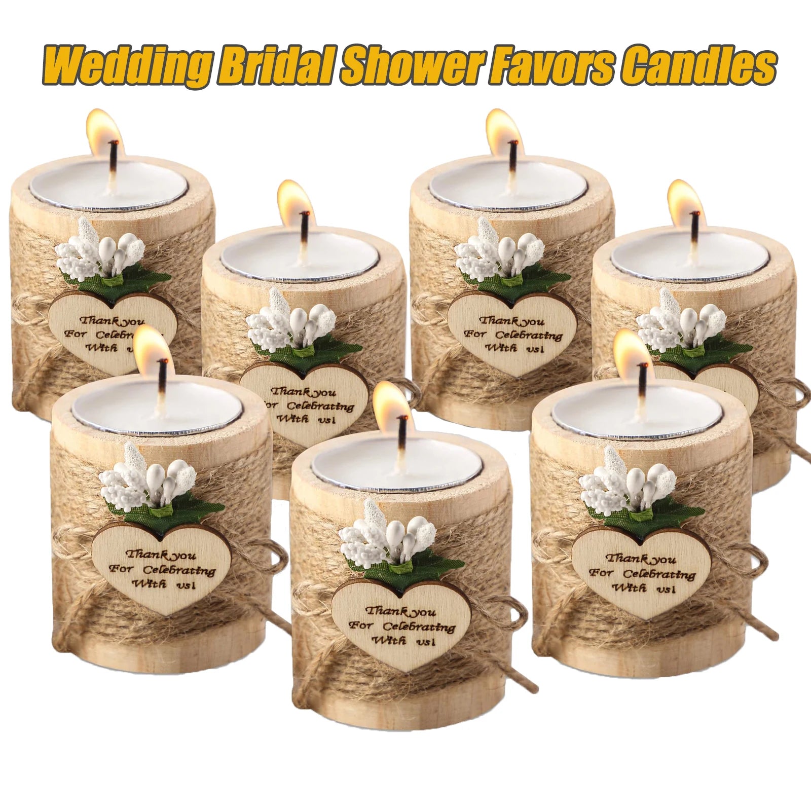 10/20/30/50Pcs Wedding Bridal Shower Favors Candles for Guests Gift Wedding Wooden Tealight Candle Holders Christmas Candlestick 