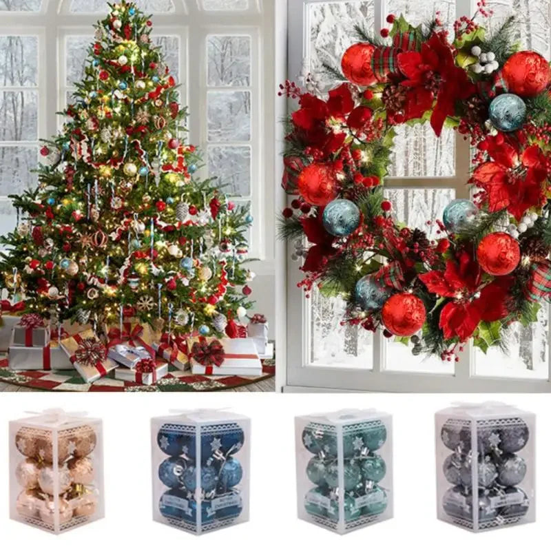 Christmas Balls Shatterproof Unbreakable 6/4/3cm Plastic Balls Baubles Bulk Christmas Ornaments Set for Tree Decorations Festive