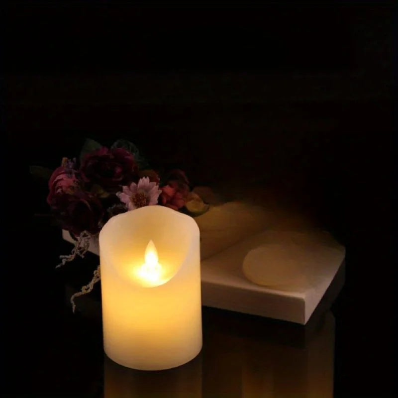 1pc Flameless Votive Candles with Moving Flame Battery Operated LED Pillar Candles for Wedding,Christmas,Halloween Festival