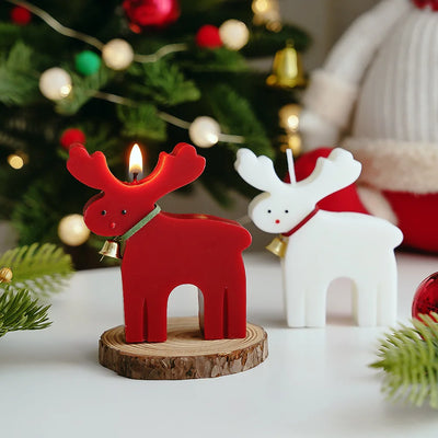 Elk Shape Aromatherapy Candles for Christmas, Home Decorations, Cute Deer Animals, Handmade Rose Scented Candle, Ornaments Decor 