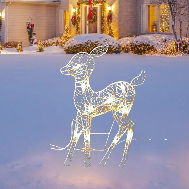 Lighted Christmas Reindeer Water Resistant Light Up Decoration For Garden Glowing Reindeer Outdoor Yard Ornament New Year 2024