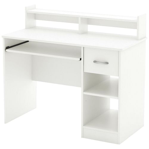 Contemporary Home Office Computer Desk in White Wood Finish - Free Shipping 