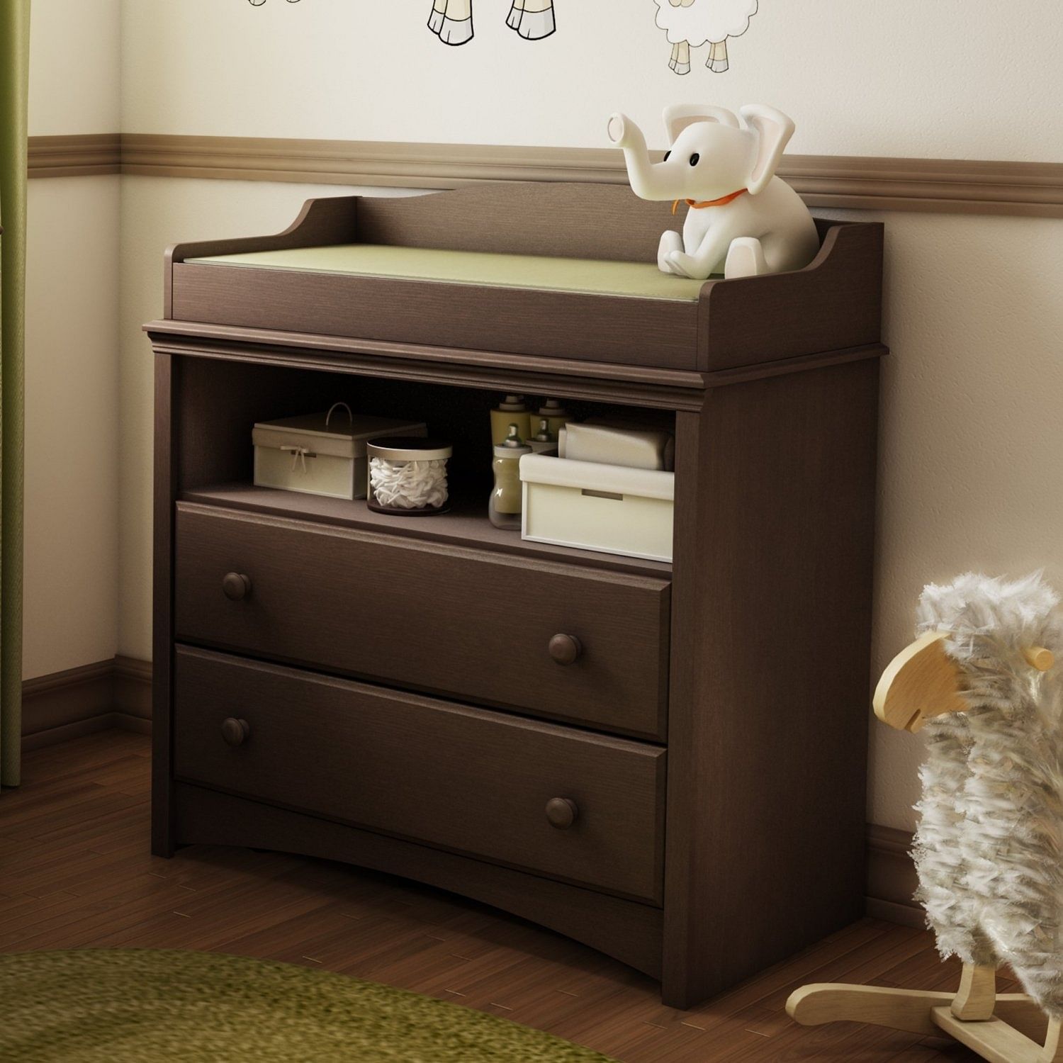 Baby Furniture 2 Drawer Diaper Changing Table in Espresso - Free Shipping