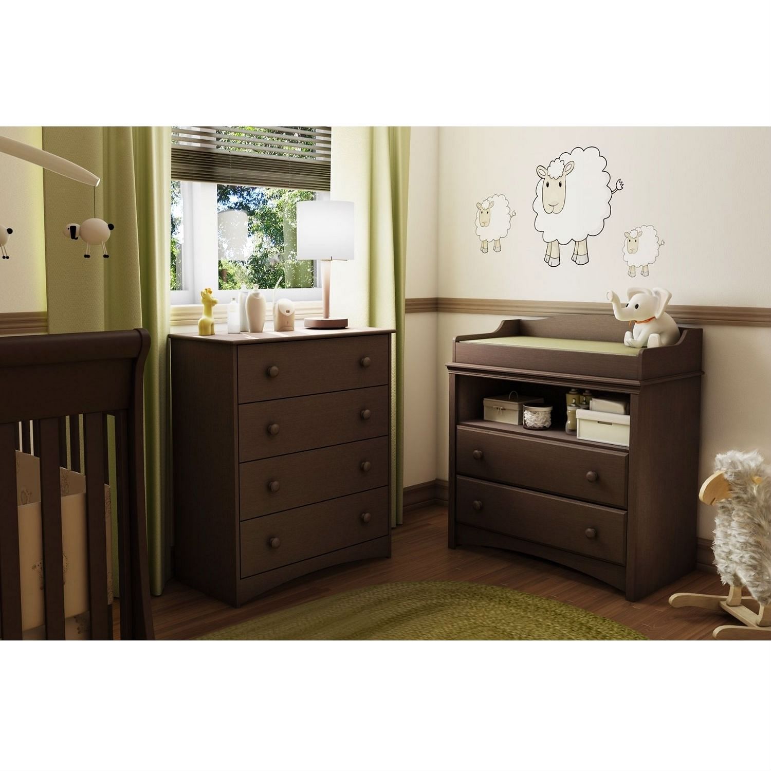 Baby Furniture 2 Drawer Diaper Changing Table in Espresso - Free Shipping