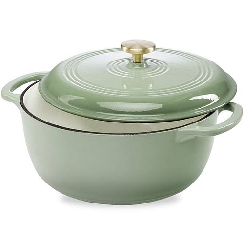 6 Quart Large Sage Green Enamel Cast-Iron Dutch Oven Kitchen Cookware - Free Shipping 