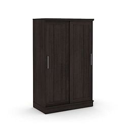 FarmHouse Espresso Oak Sliding Doors Garment Rod Wardrobe Armoire - Free Shipping