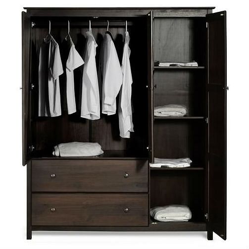 Espresso Wood Finish Bedroom Wardrobe Armoire Cabinet Closet - Free Shipping 