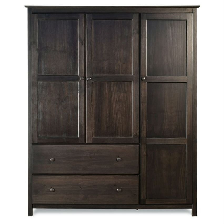 Espresso Wood Finish Bedroom Wardrobe Armoire Cabinet Closet - Free Shipping