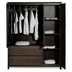 Espresso Wood Finish Bedroom Wardrobe Armoire Cabinet Closet - Free Shipping