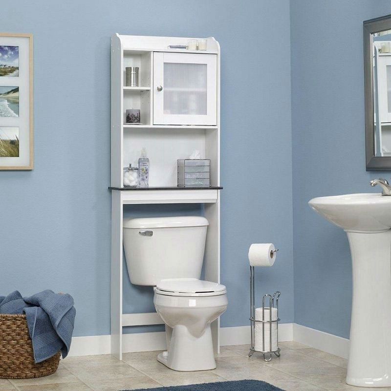 White Space Saving Over Toilet Bathroom Cabinet with 2 Adjustable Shelves - Free Shipping