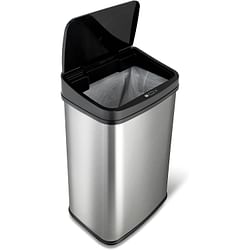 Silver/Black 13-Gallon Stainless Steel Kitchen Trash Can with Motion Sensor Lid - Free Shipping