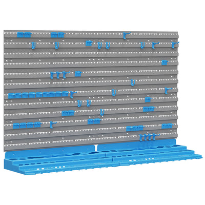 DURHAND Pegboard Perfection: 54-Piece Wall Mount Garage Storage Solution with Blue Hooks for Organized Efficiency 