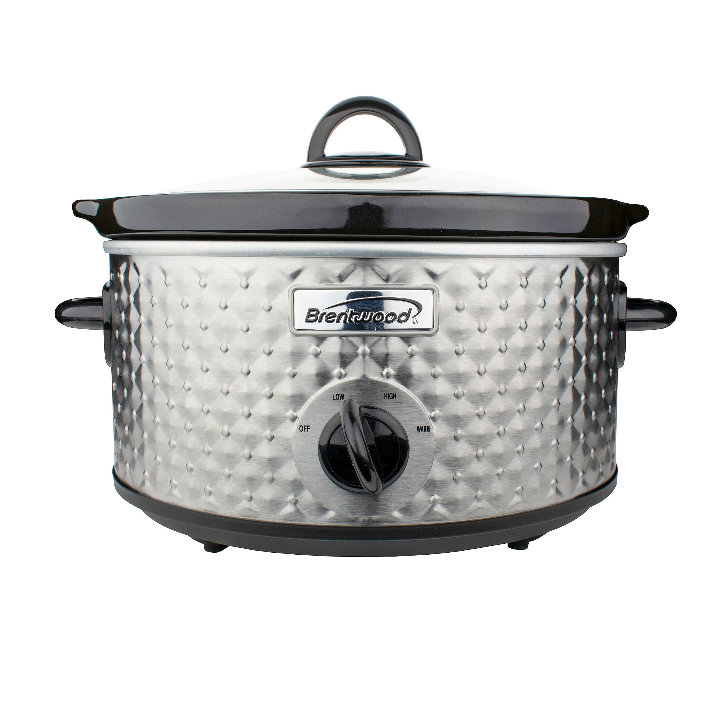 Brentwood 3.5 Quart Diamond Pattern Slow Cooker in Stainless Steel - Free Shipping 