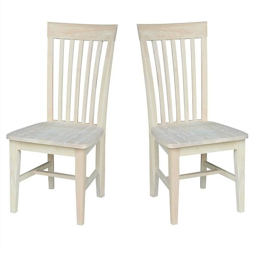 Set of 2 - Mission Style Unfinished Wood Dining Chair with High Back - Free Shipping