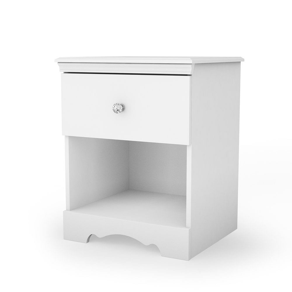 Eco-Friendly White Nightstand with Drawer and Open Shelf - Free Shipping