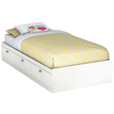 Twin size White Platform Bed for Kids Teens Adults with 3 Storage Drawers - Free Shipping 