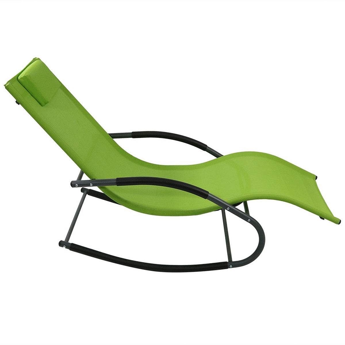 Modern Green Rocking Chaise Lounge Chair Patio Lounger with Pillow - Free Shipping 