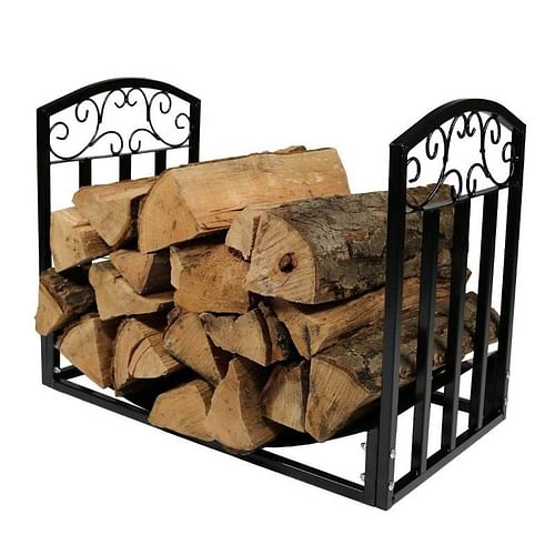 Black Metal Indoor Outdoor 2-Ft Firewood Holder Log Rack - Free Shipping 