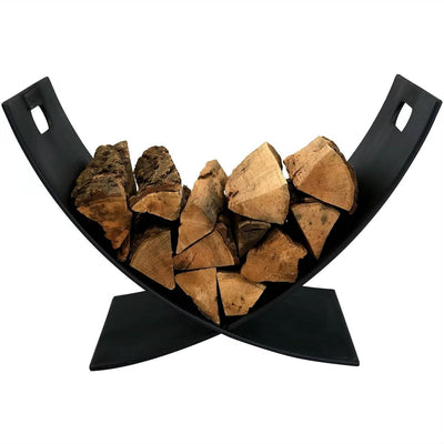 Modern Outdoor Indoor Heavy Duty Black Steel Firewood Log Holder Rack - Free Shipping 