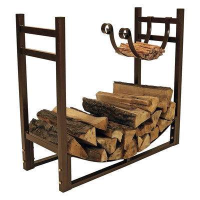 Bronze Metal Indoor/Outdoor Firewood Log Rack with Removeable Kindle Holder - Free Shipping 