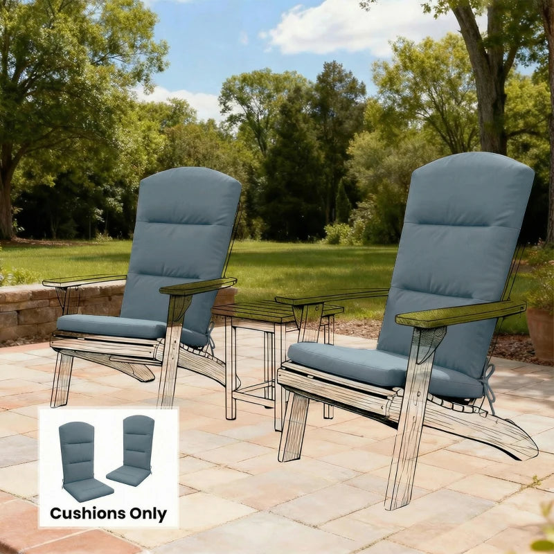 Patio Chair Cushion for Adirondack Chairs Replacement Cushion with Back and Ties, Dark Grey