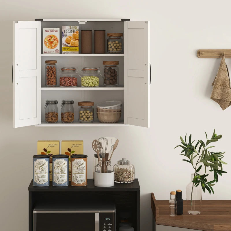 Bathroom Wall Cabinet, Wall Mounted Medicine Cabinet with Barn Doors and Adjustable Shelves, Over The Toilet, White