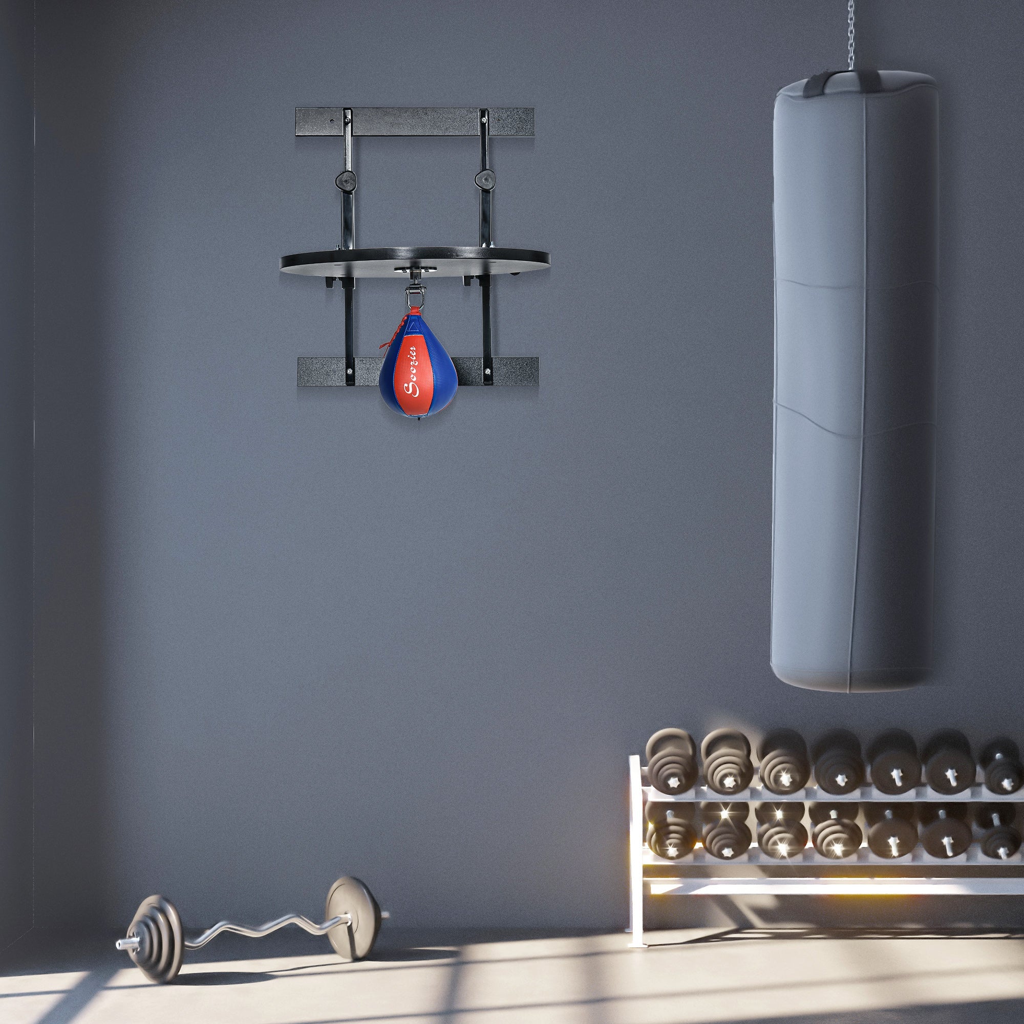 Soozier Adjustable Speed Bag Platform Wall Mounted 360° Swivel Boxing Training Equipment Home Gym 