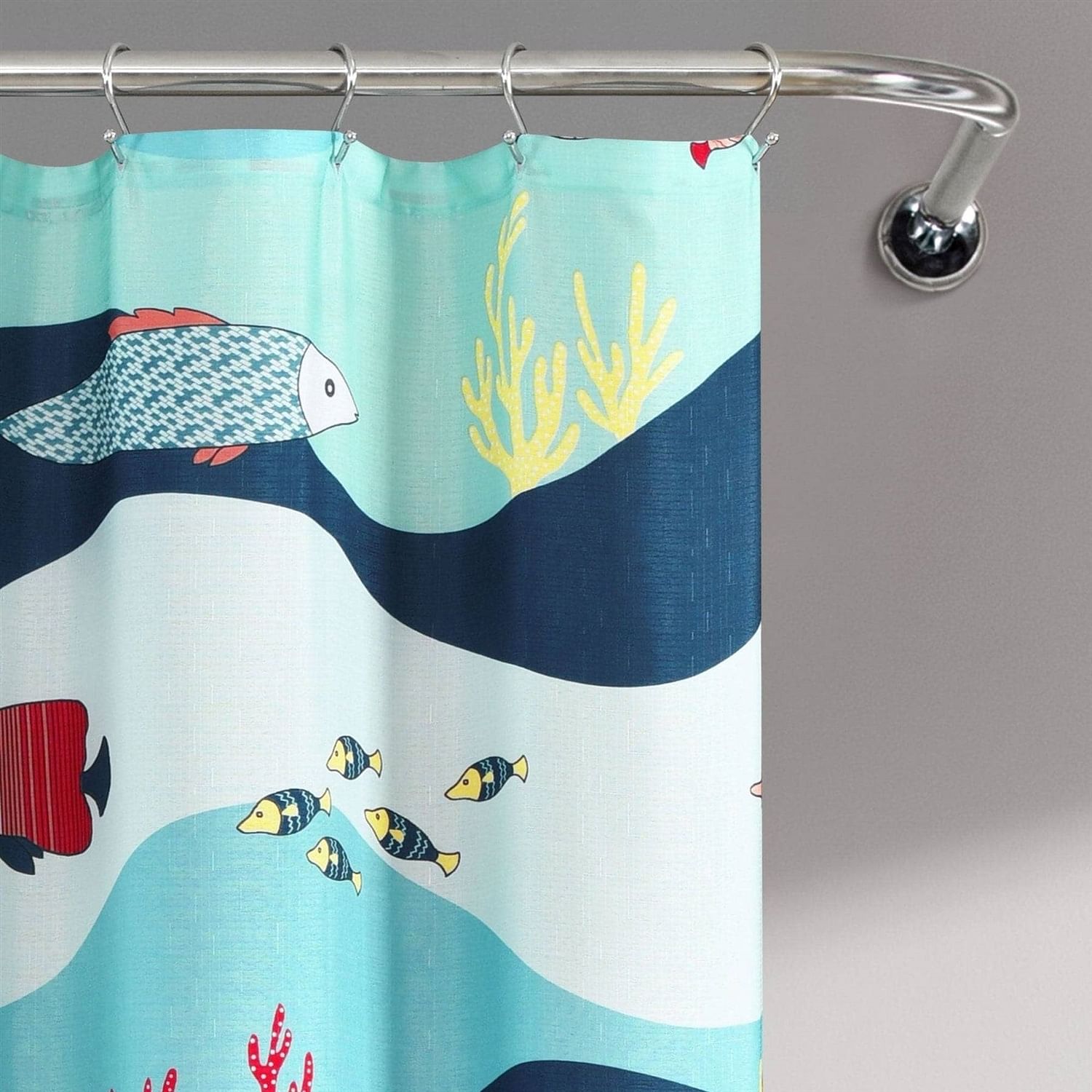 72-inch Coral Reef Teal Blue Nautical Fish Starfish Polyester Shower Curtain - Free Shipping