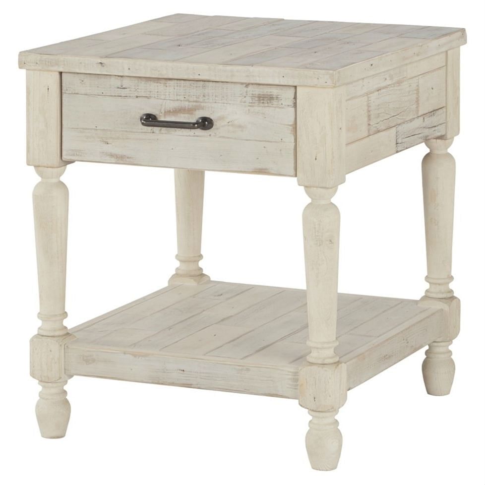 Cottage Style 1-Drawer End Table Nightstand in White Wood Finish - Free Shipping