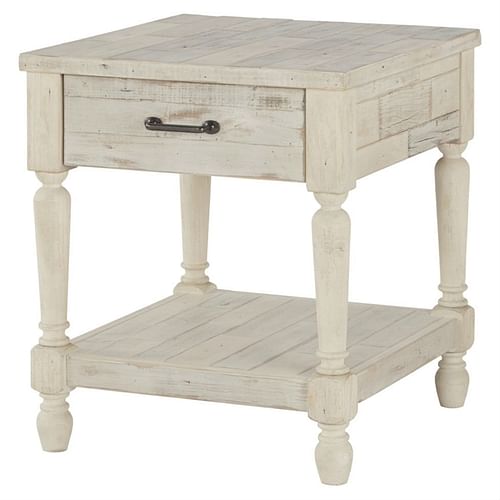 Cottage Style 1-Drawer End Table Nightstand in White Wood Finish - Free Shipping