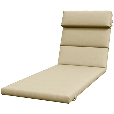 Outsunny Patio Chaise Lounge Chair Cushion Replacement Sun Lounger Pads with Headrest and Ties, Beige 