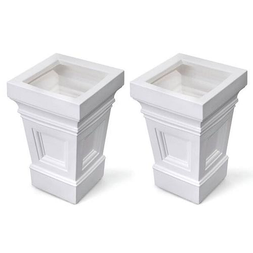 Set of 2 - 24 inch High Self Watering Planter Box in White Plastic Resin - Free Shipping 