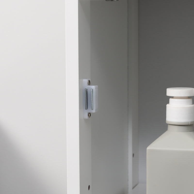 Tall Bathroom Storage Cabinet, Slim Bathroom Cabinet with 3 Tier Shelf, Drawer, Door, Freestanding Linen Tower, White