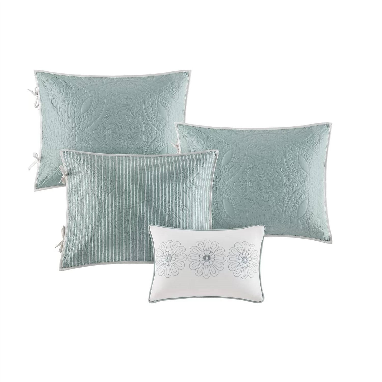 6-Piece Farmhouse Quilted Seafoam Blue Green Teal Reversible Daybed Cover Set - Free Shipping