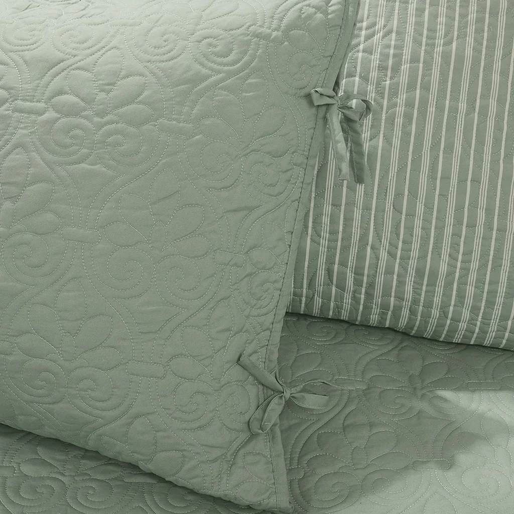 6-Piece Country Cottage Quilted Seafoam Green Reversible Daybed Cover Set - Free Shipping