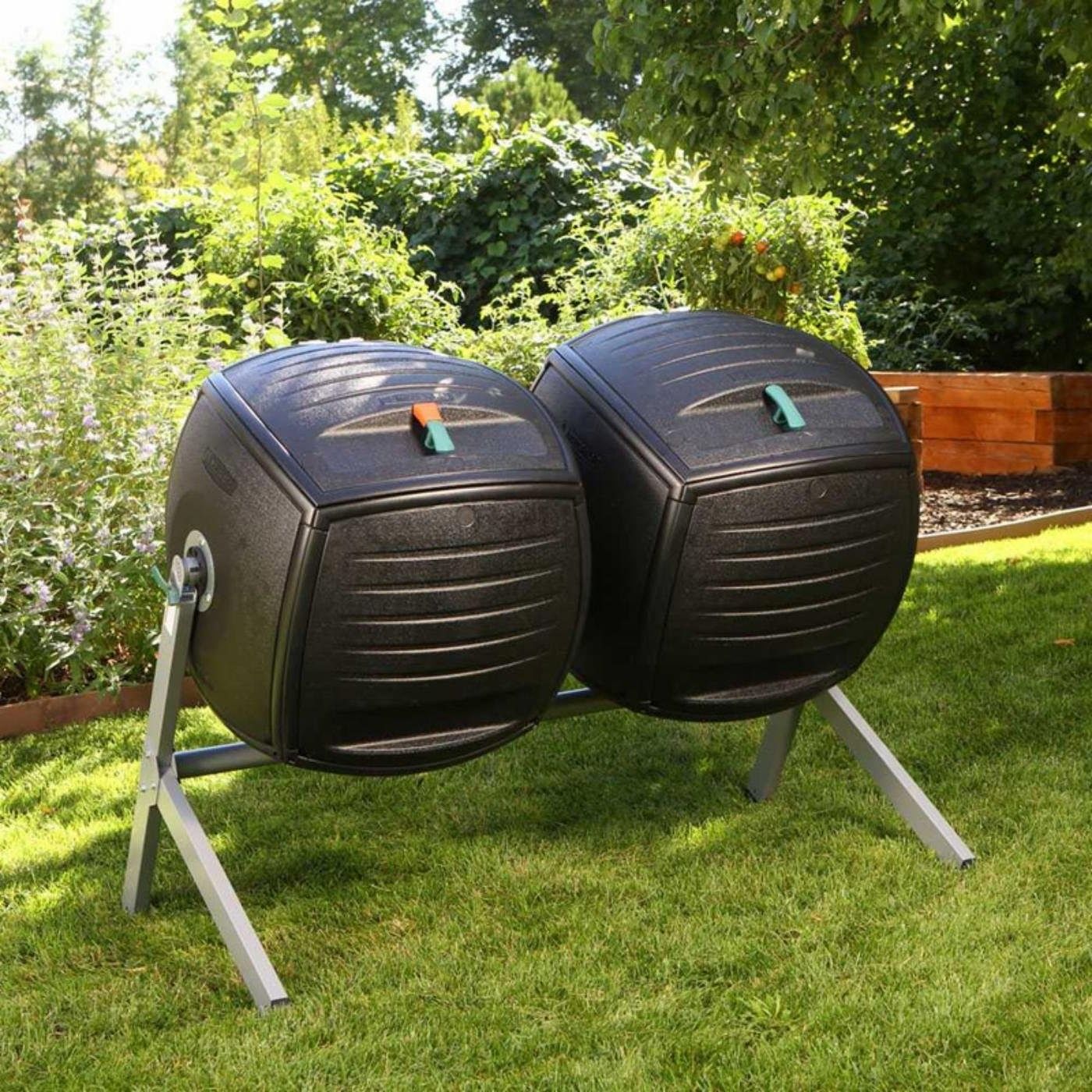 Set of Two 50-Gallon Compost Bin Tumbler Double Rotating Composter - Free Shipping