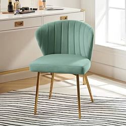 Sage Green Velvet Upholstered Wingback Accent Side Chair with Gold Metal Legs - Free Shipping