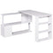 HOMCOM White L-Shaped Desk - 360° Rotating Corner Computer Writing Table with Storage Shelf for Home Office