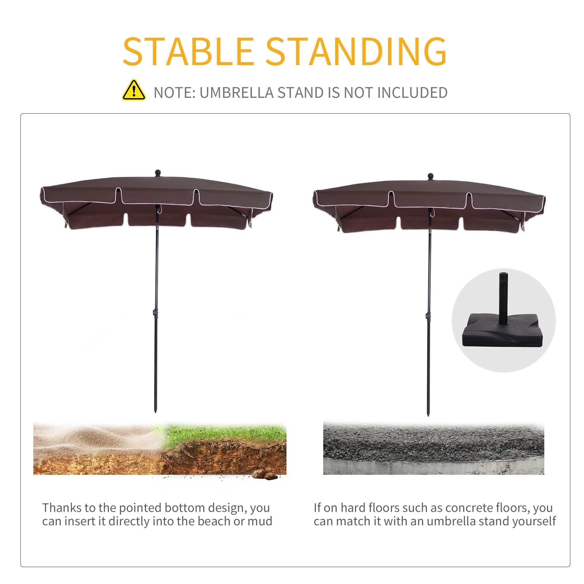 Outsunny 7x4ft Rectangle Patio Umbrella: Aluminum Tilt UV Protection Sun Shade for Outdoor, Coffee 
