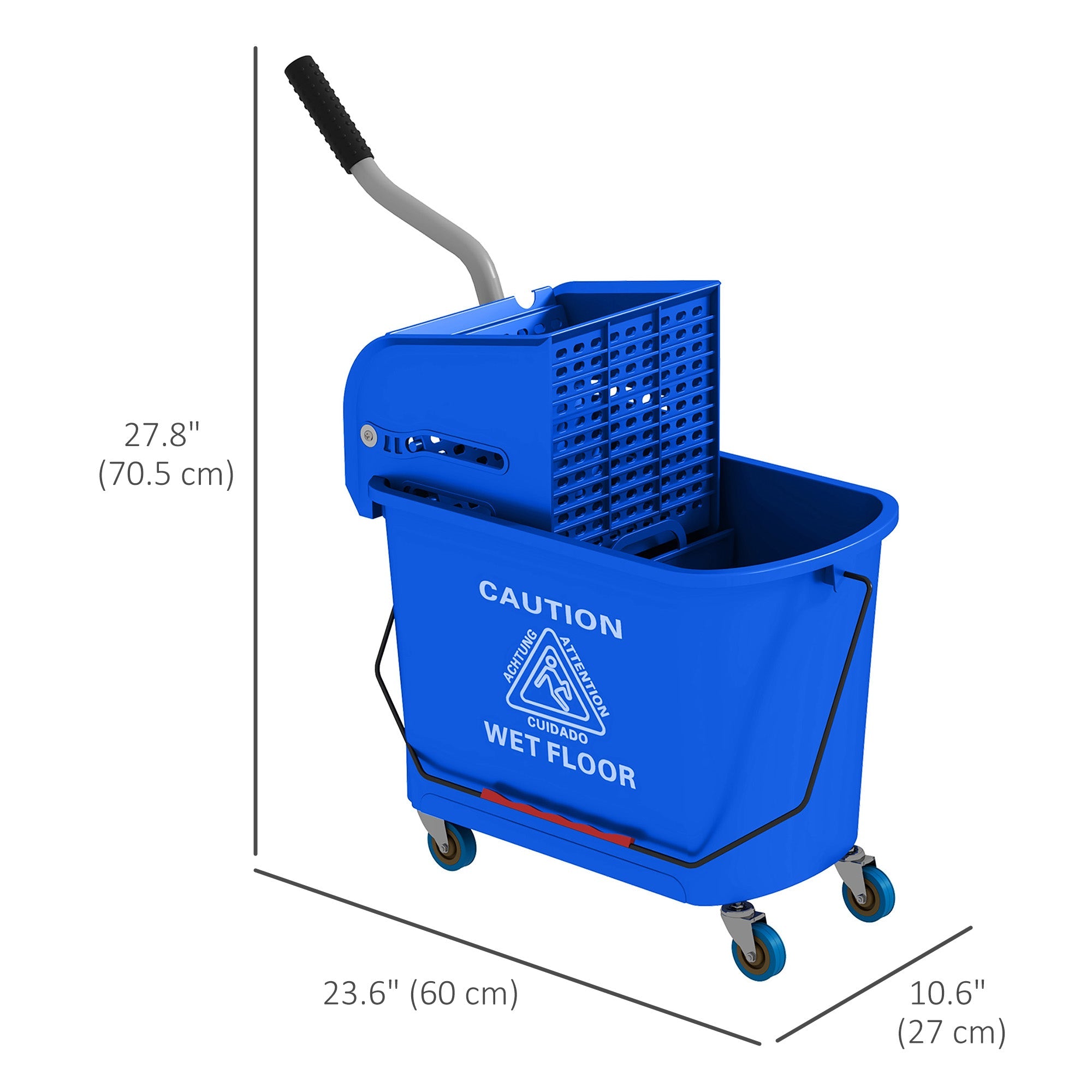 HOMCOM Mop Bucket with Wringer, Mop Bucket on Wheels for Floor Cleaning, 5 Gallon, Separate Dirty and Clean Water, Blue 