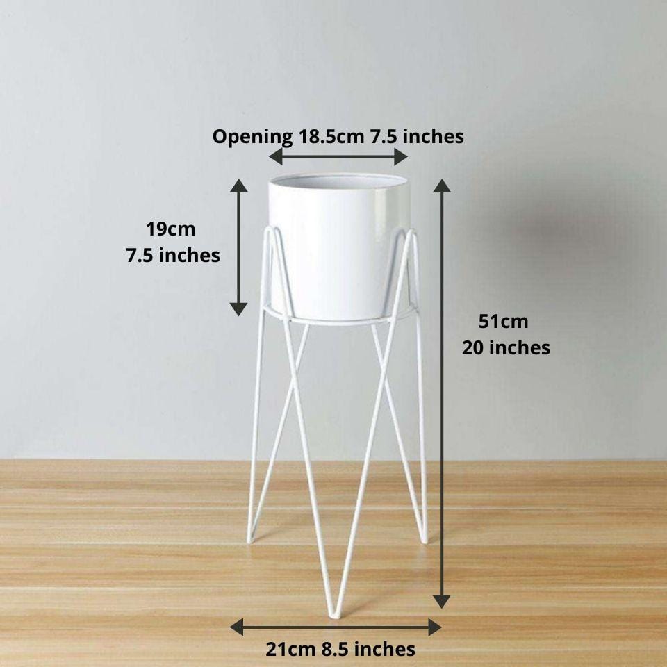 Shira White Planter With Hairpin Legs (61Cm) 