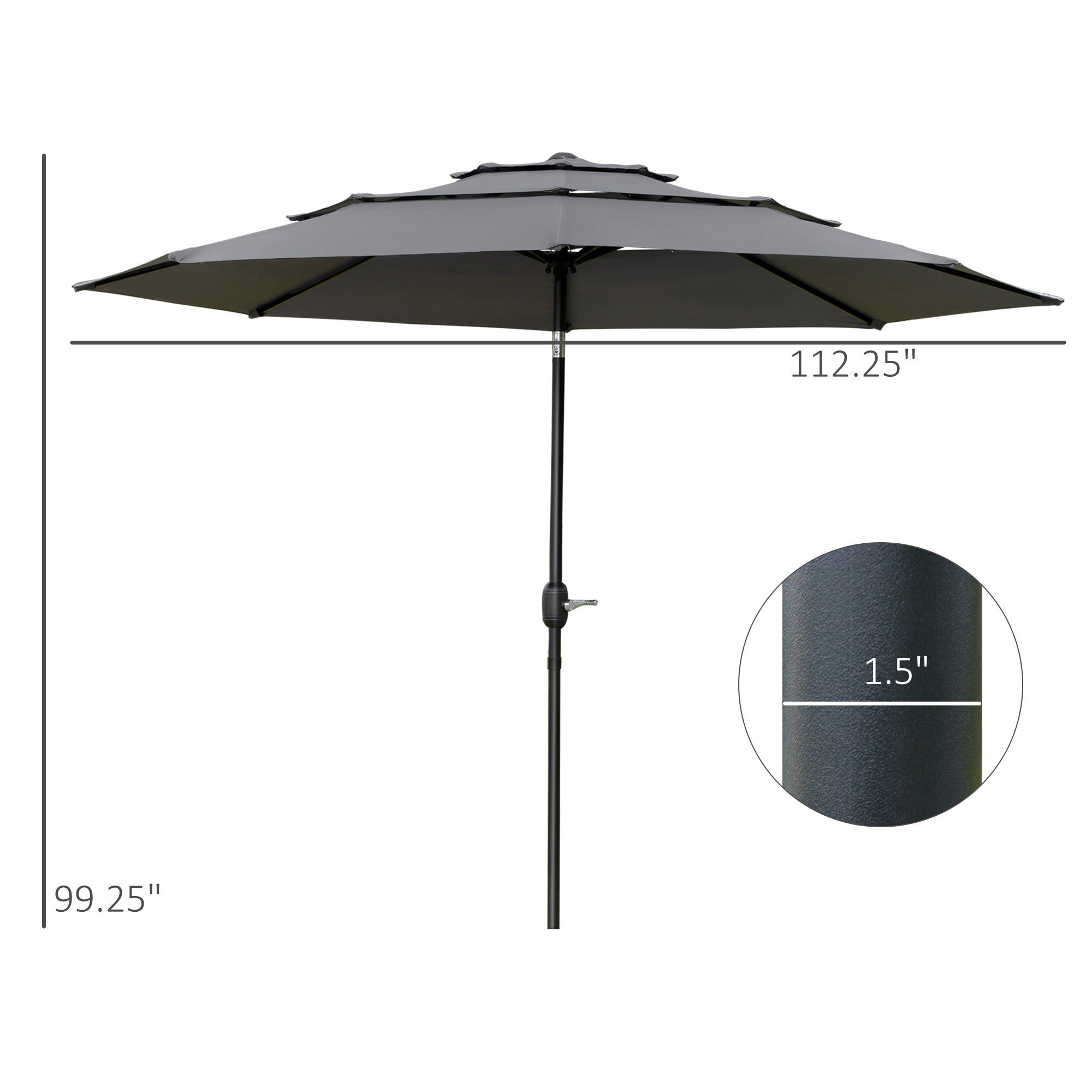 Outsunny 9FT 3-Tier Patio Umbrella: Outdoor Market Umbrella with Crank, Push Button Tilt for Deck & Lawn, Light Grey 