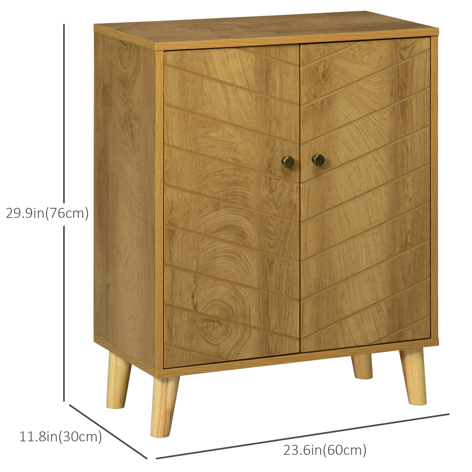 HOMCOM Natural Wood Storage Cabinet: Shelf Cupboard with Wood Legs for Living Room, Bathroom & Versatile Organization 