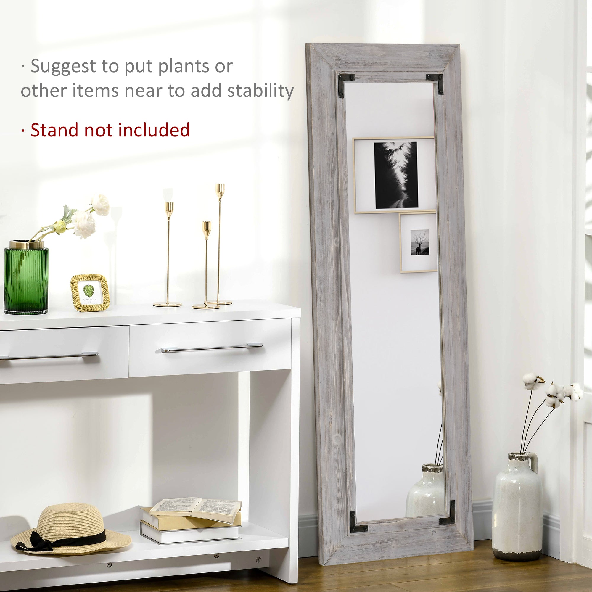 HOMCOM Farmhouse Flair: 59" x 23.5" Full Length Wall Mirror, Rustic Grey Finish for Living Room, Bedroom Decor 